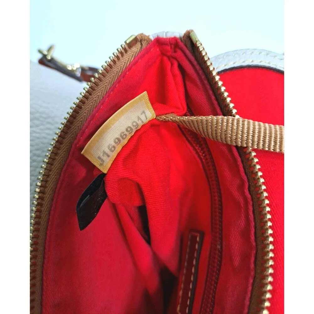 Dooney Bourke Pebble Leather Crossbody Bag Taupe Red Interior Pocket Card Holder - Picture 10 of 10